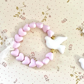 BRACELET ENFANT - COEURS & COLOMBE - BLEU