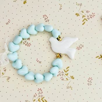 BRACELET ENFANT - COEURS & COLOMBE - bleu
