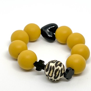 Bracelet  "GRAOU" - MOUTARDE & NOIR - UN2CROIX