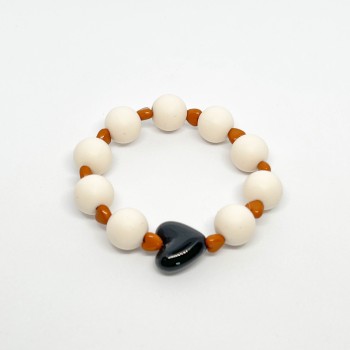 Bracelet - COEUR NOIR - ECRU & MARRON