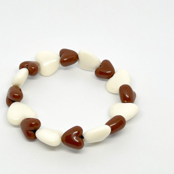 Bracelet - COEURS ECRUS & MARRONS