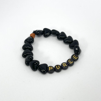 BRACELET ENFANT - COEURS NOIRS & "PURÉE"  - UN2CROIX