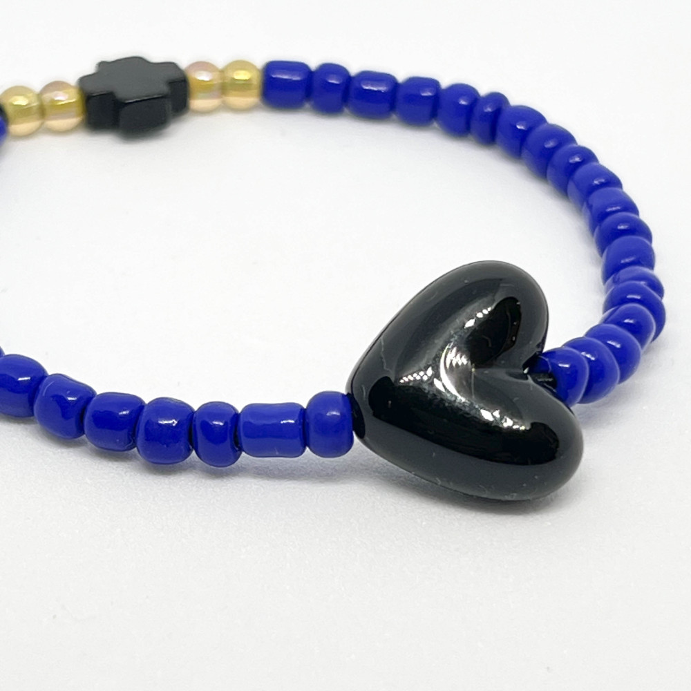 BRACELET - BLEU MAJORELLE & MAXI COEUR NOIR - UN2CROIX