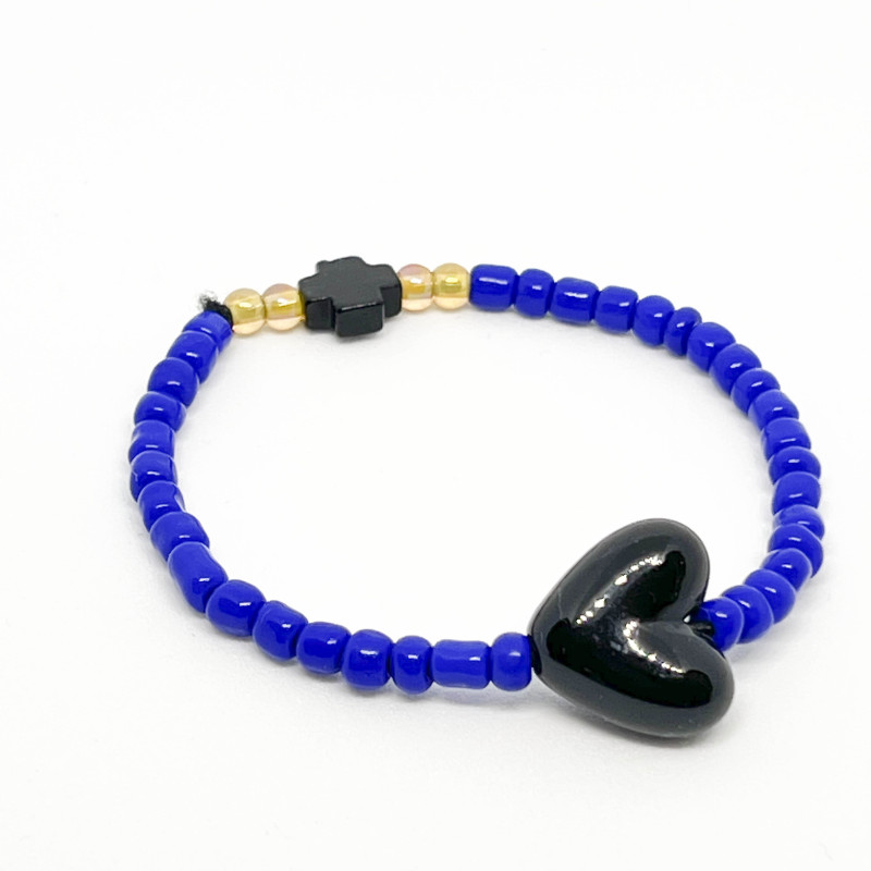 BRACELET - BLEU MAJORELLE & MAXI COEUR NOIR - UN2CROIX