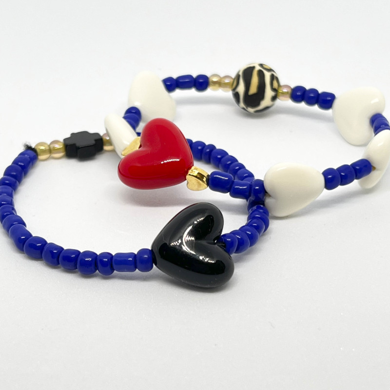 BRACELET - BLEU MAJORELLE & MAXI COEUR NOIR - UN2CROIX