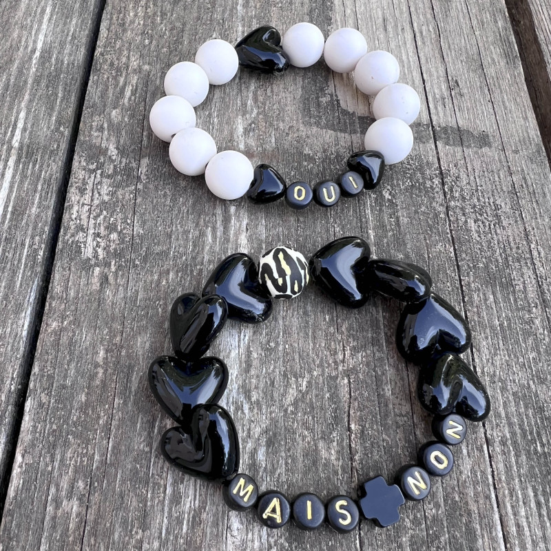 LOT DE 2 BRACELETS FEMME -  "OUI... MAIS NON" -MESSAGE PERSONNALISABLE  UN2CROIX