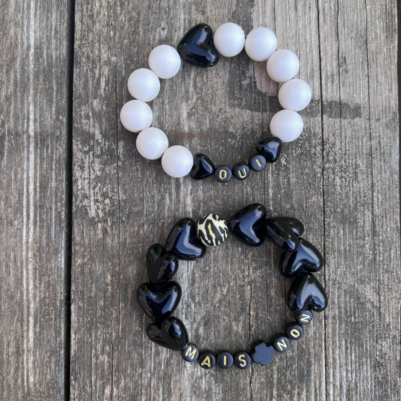 LOT DE 2 BRACELETS FEMME -  "OUI... MAIS NON" -MESSAGE PERSONNALISABLE  UN2CROIX