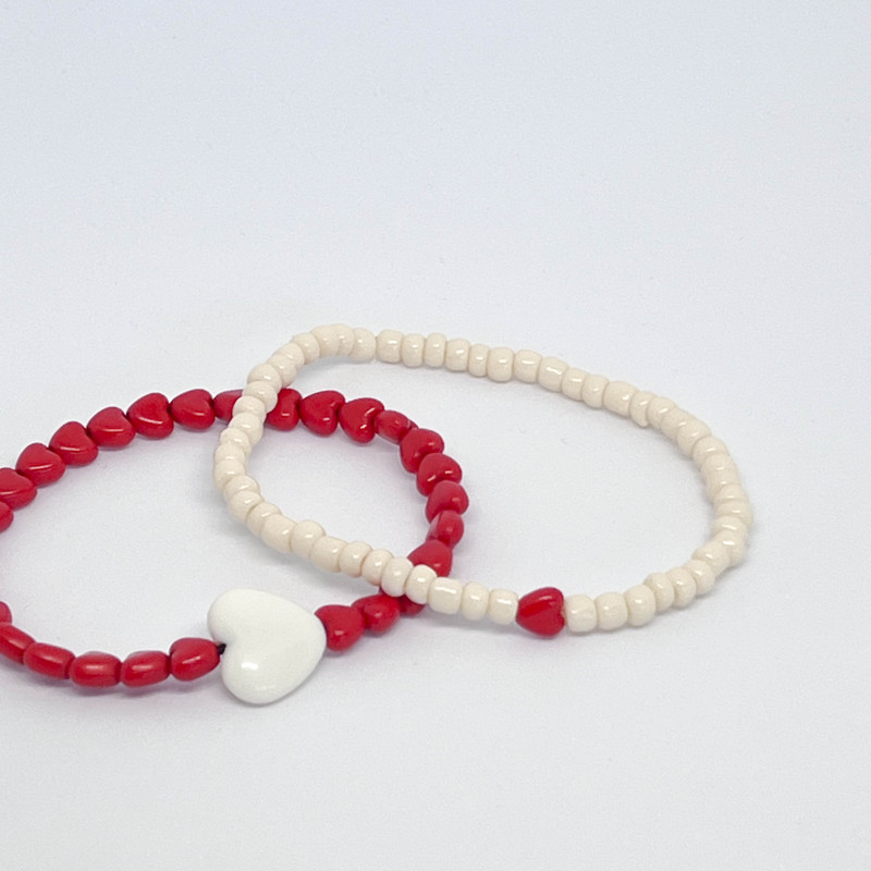 Bracelet femme - MINI COEURS ROUGES - UN2CROIX