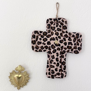 CROIX EX VOTO DECORATIVE EN TISSU - gaze GRAOU