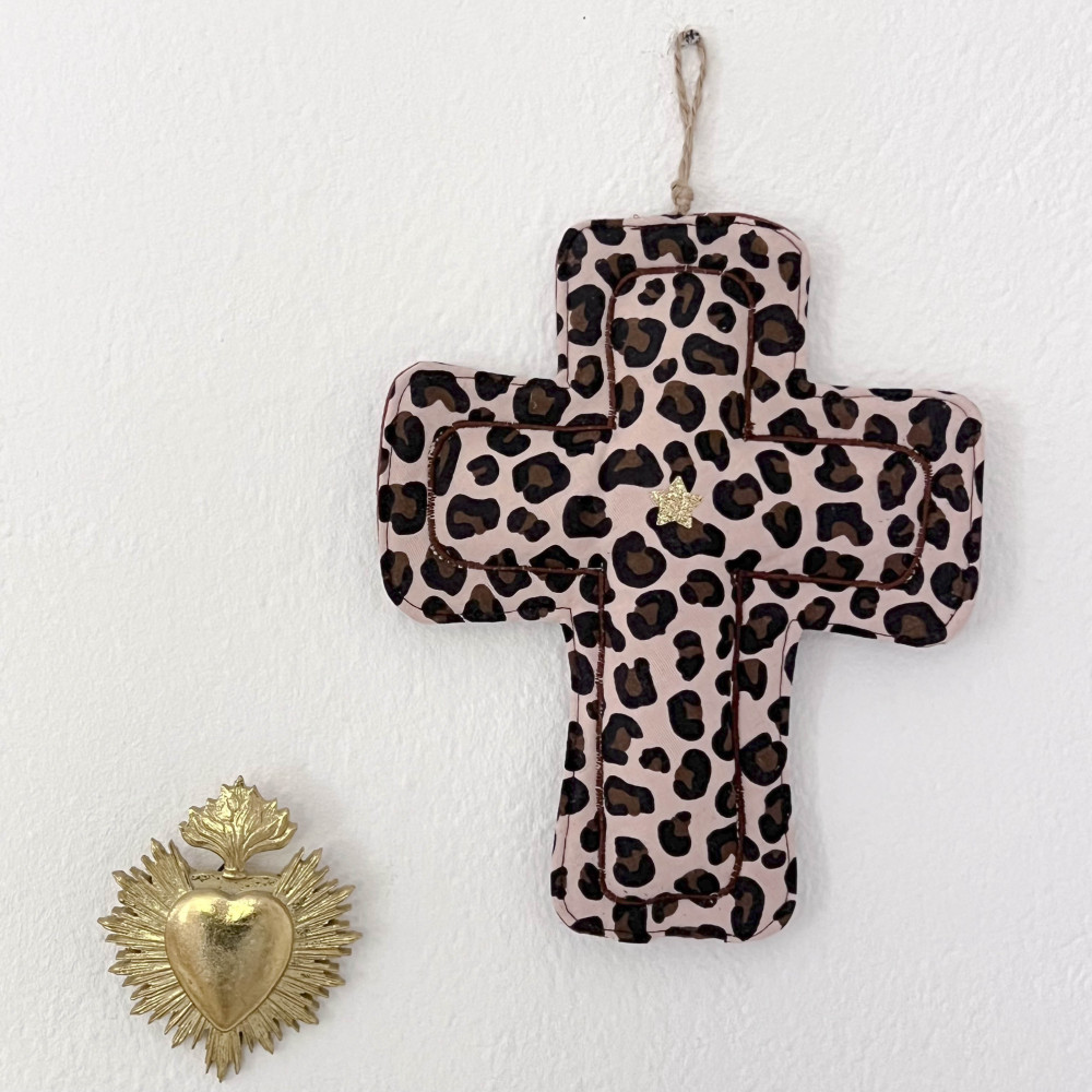 CROIX EX VOTO DECORATIVE EN TISSU - gaze GRAOU