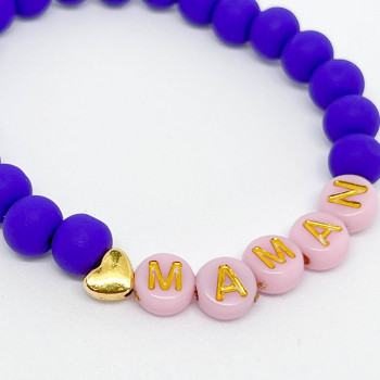 Bracelet UN2CROIX - violet & rose - (message personnalisable)