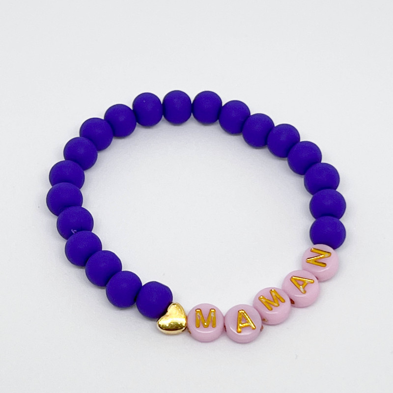 Bracelet UN2CROIX - violet & rose - (message personnalisable)