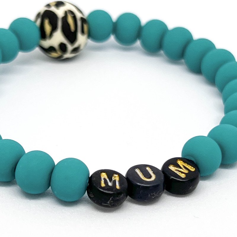 Bracelet UN2CROIX - vert d'eau & graou - (message personnalisable)