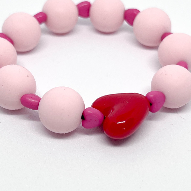 Bracelet - ROSE & MINIS COEURS FUSHIA