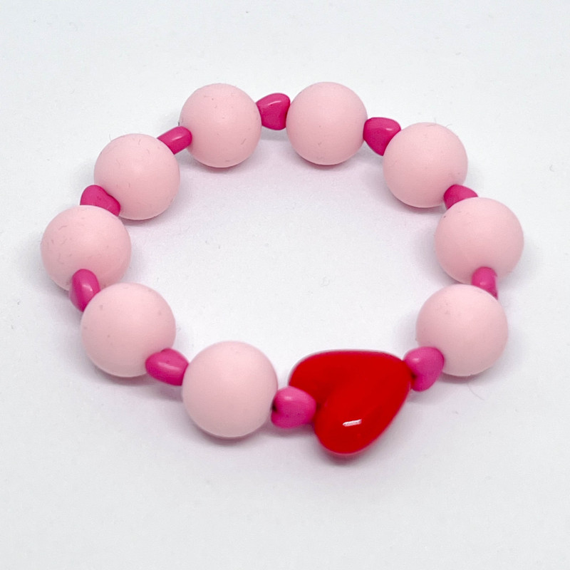 Bracelet - ROSE & MINIS COEURS FUSHIA