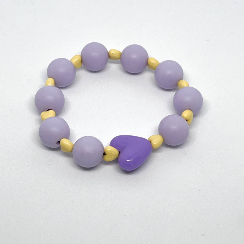Bracelet - MAUVE & MINIS COEURS JAUNES