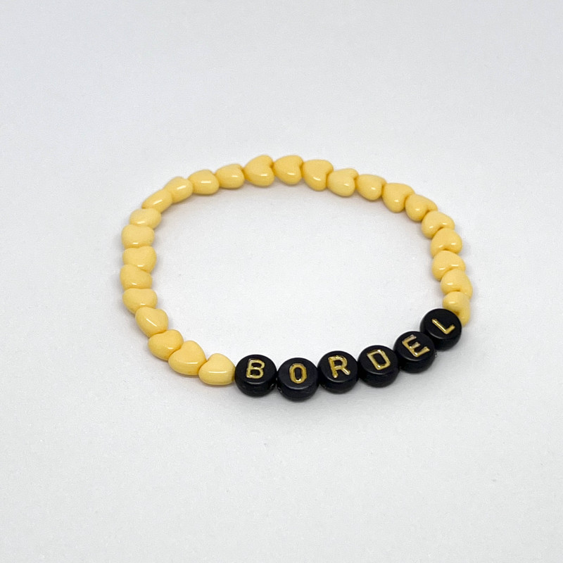 Bracelet de cheville - MINI COEURS JAUNES - (message personnalisable)