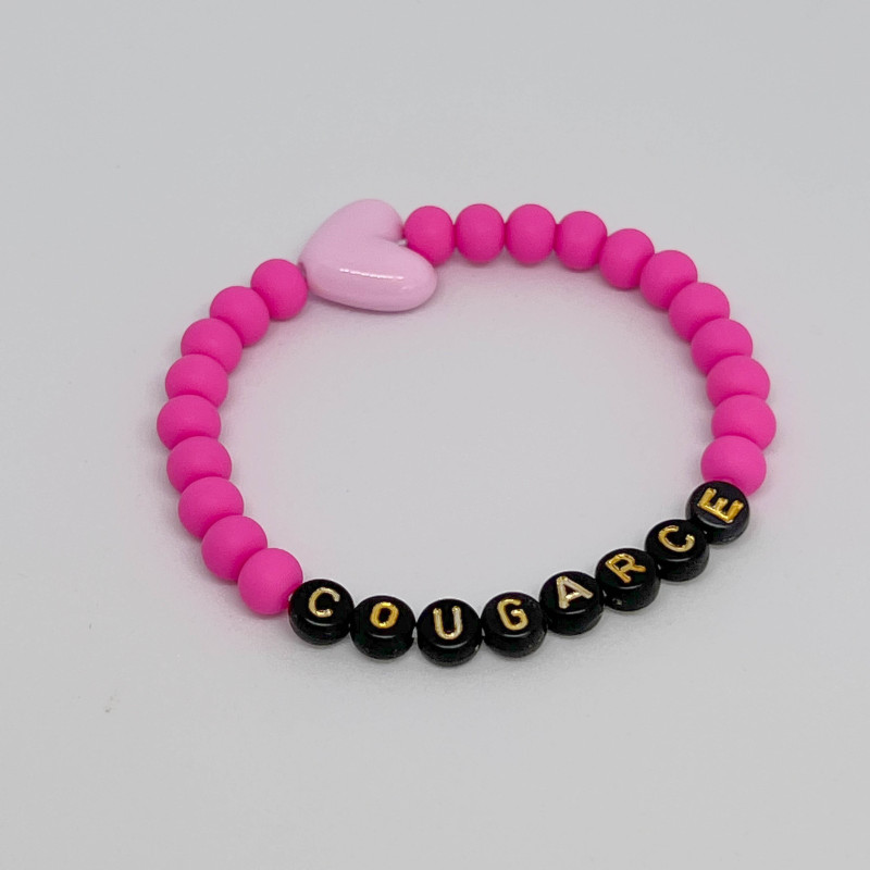 Bracelet femme - PERLES ROSES FLUO - message personnalisable
