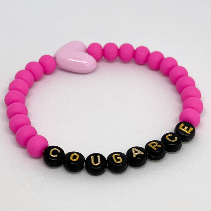 Bracelet femme - PERLES ROSES FLUO - message personnalisable