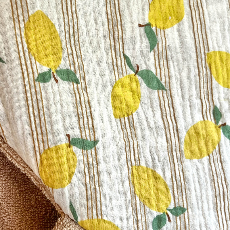 PONCHO DE BAIN – gaze de coton CITRONS DOLCE VITA– Doux, pratique et fabriqué en France