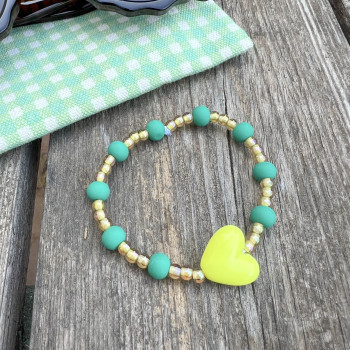 Bracelet femme - PERLES DE VERRE AMBRE & VERTES - UN2CROIX