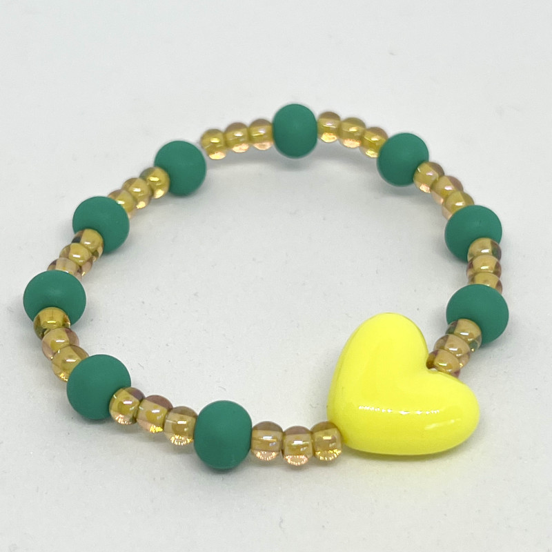 Bracelet femme - PERLES DE VERRE AMBRE & VERTES