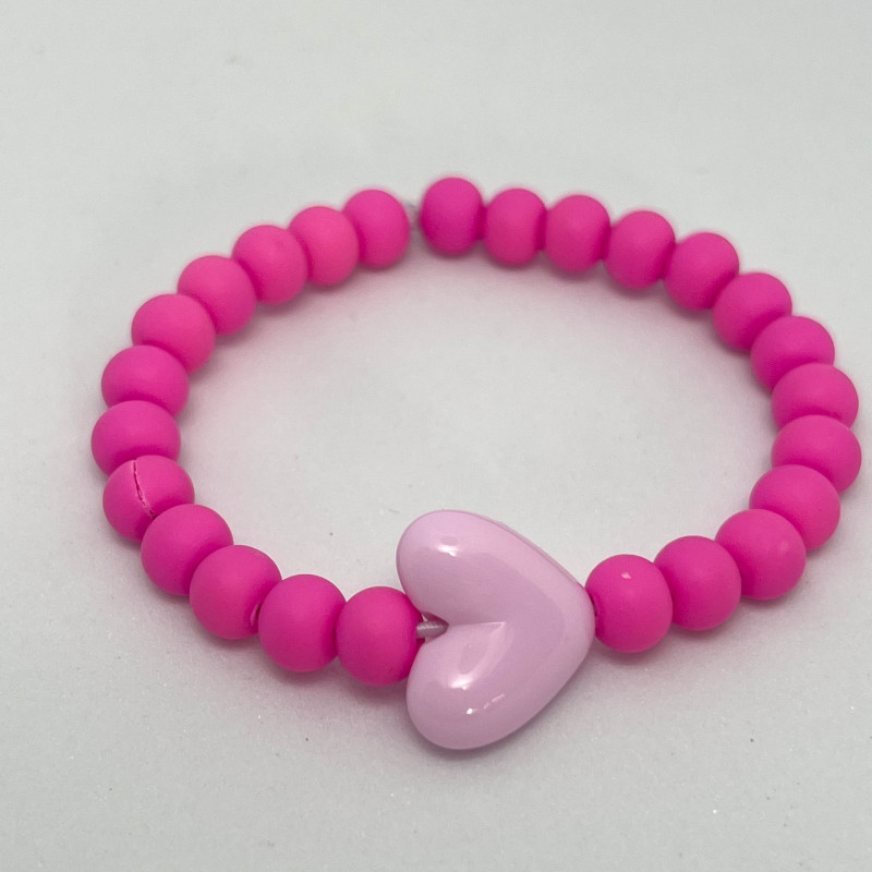Bracelet "octobre rose" - perles rose fluo