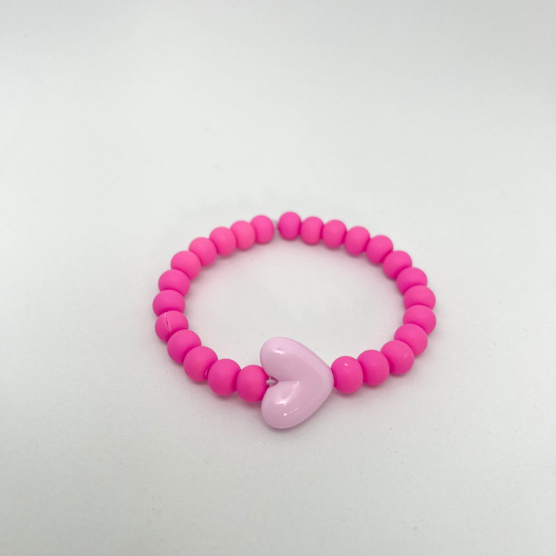 Bracelet "octobre rose" - perles rose fluo