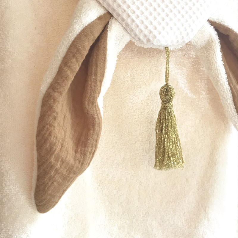 PONCHO DE BAIN UNDEUXCROIX – COQUILLAGE & CRUSTACÉS - CAMEL – Doux, pratique et fabriqué en France