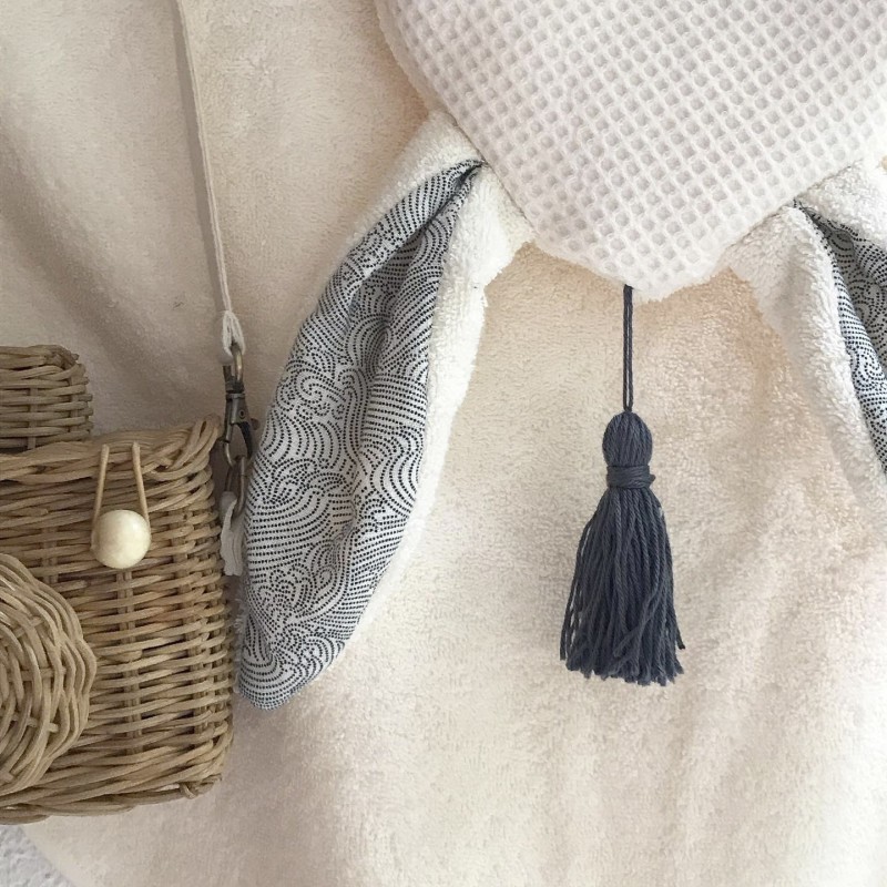 PONCHO DE BAIN UNDEUXCROIX – COQUILLAGE & CRUSTACÉS - VAGUES JAPONAISES – Doux, pratique et fabriqué en France