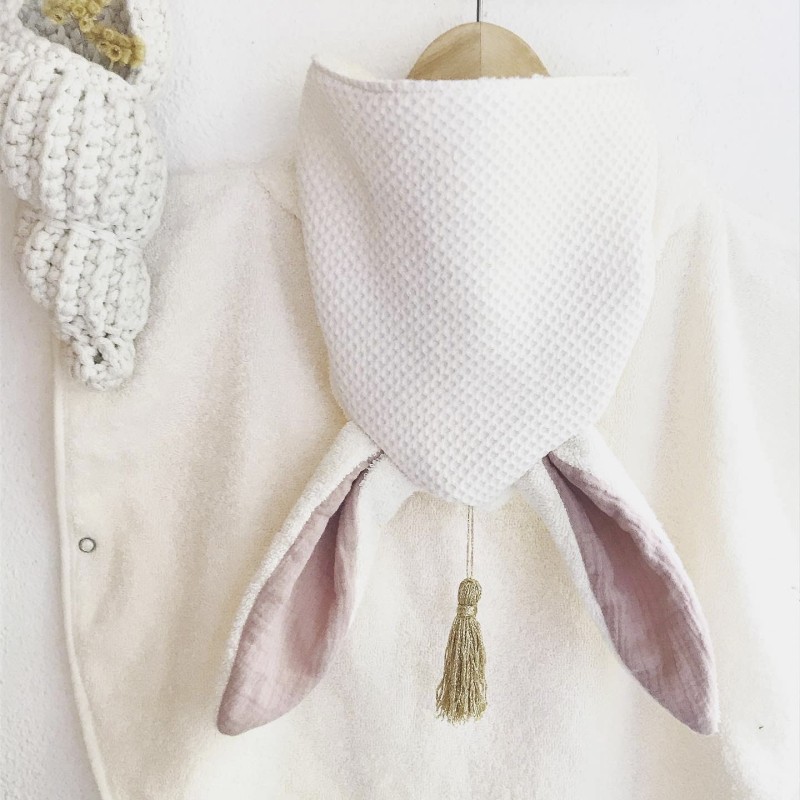 PONCHO DE BAIN UNDEUXCROIX – BERBERE - ROSE & OR – Doux, pratique et fabriqué en France