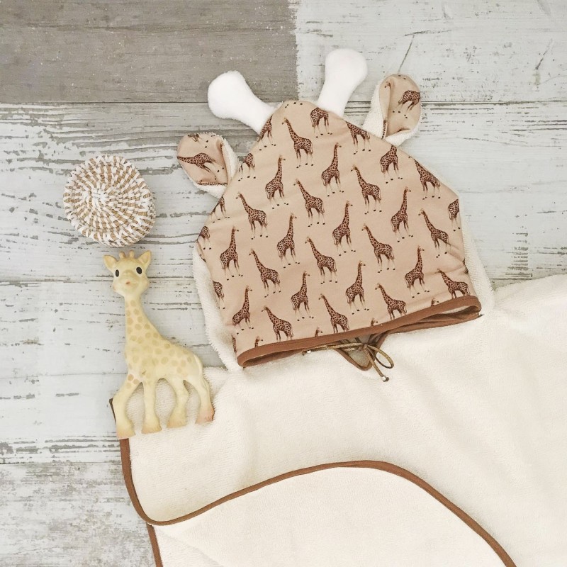 PONCHO DE BAIN UNDEUXCROIX – GIRAFE – Doux, pratique et fabriqué en France