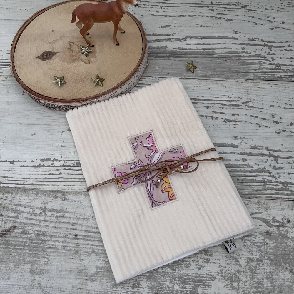 Protège carnet de santé UN2CROIX - VELOURS & BLOCK PRINT ROSE– Élégant et personnalisé