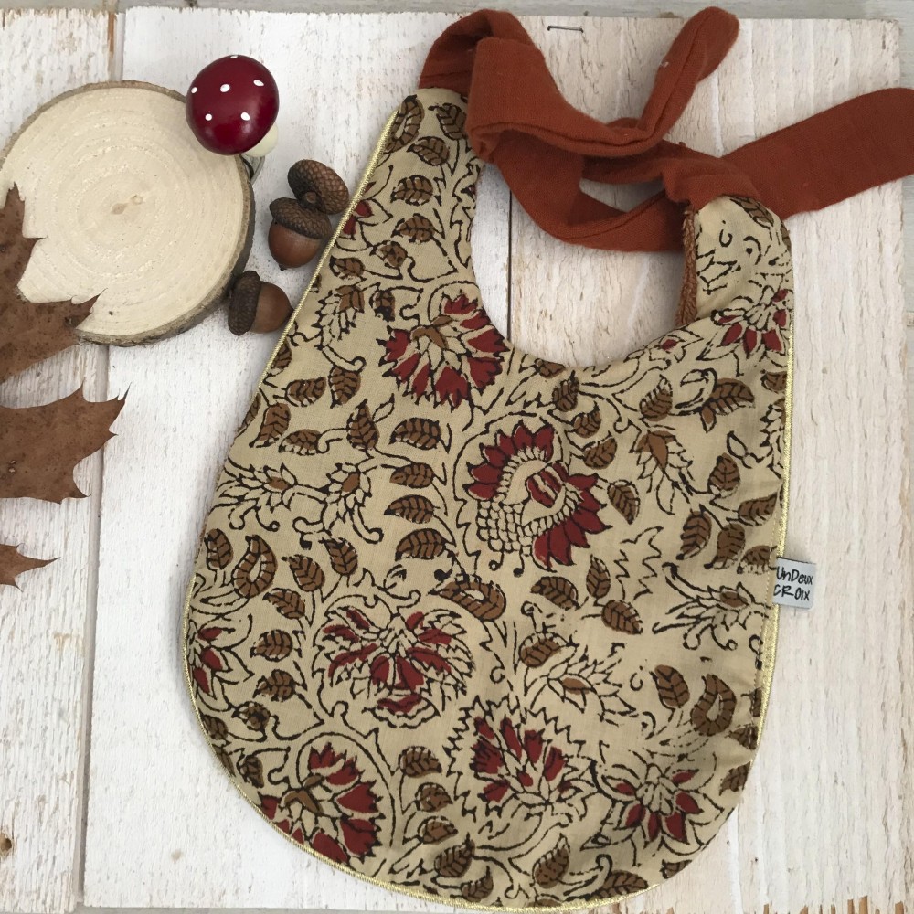 Bavoir bébé UN2CROIX - BLOCK PRINT TERRACOTA – Joli, doux et fait main en France
