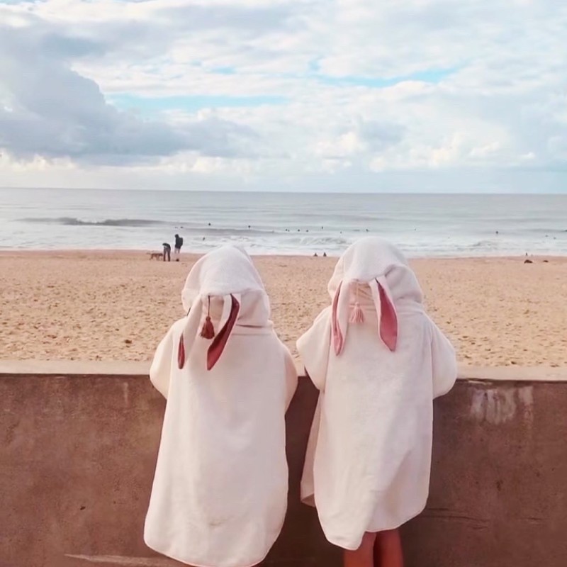 PONCHO DE BAIN UNDEUXCROIX – BERBERE - TERRACOTA POIS OR – Doux, pratique et fabriqué en France