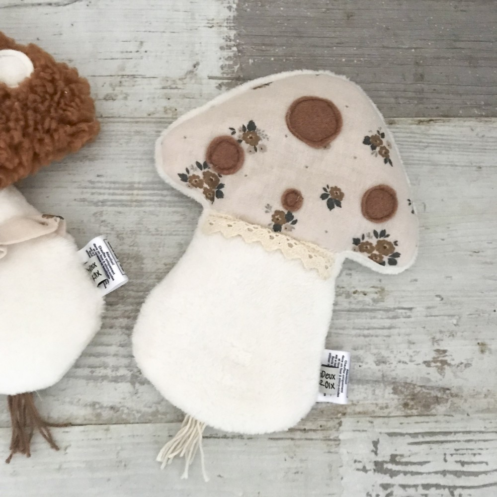 BOUILLOTTE SECHE UNDEUXCROIX – CHAMPIGNON - GAZE DE COTON FLEURS| Made in France