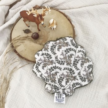 BOUILLOTTE SECHE UNDEUXCROIX –   COQUILLAGE -  GAZE FLEURS KAKI| Made in France