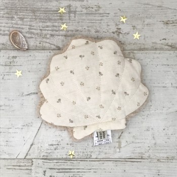 BOUILLOTTE SECHE UNDEUXCROIX –   COQUILLAGE -  GAZE PETITES FLEURS IVOIRES| Made in France