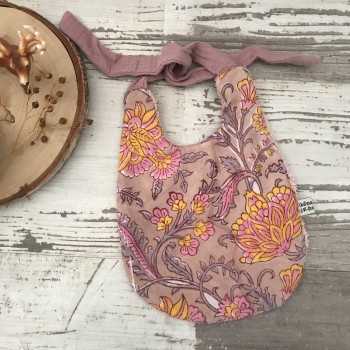 Bavoir bébé UN2CROIX - BLOCK PRINT ROSE & JAUNE – Joli, doux et fait main en France