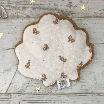 bouillotte seche coquillage - plumetis fleurs cognac et moumoute - UN2CROIX