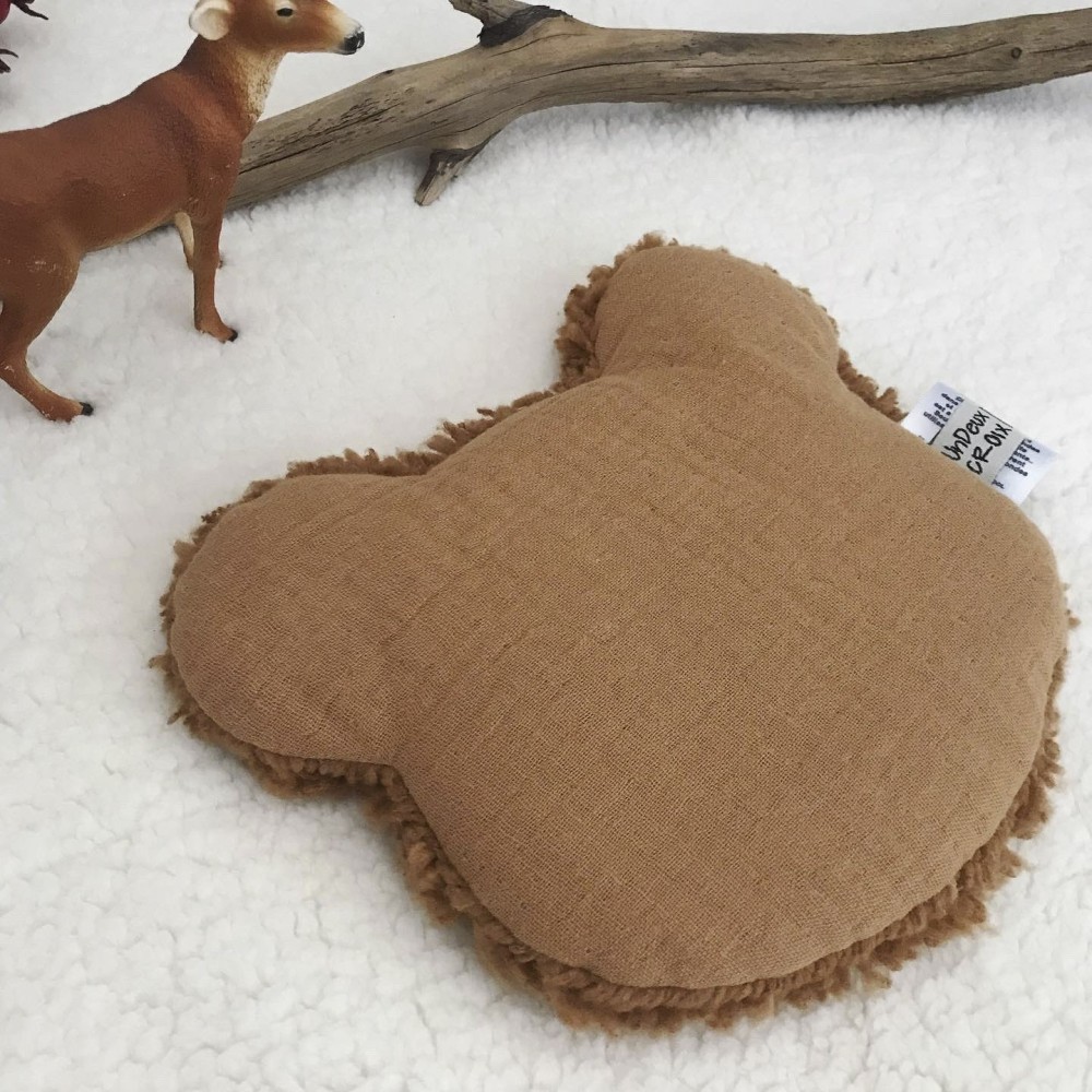 BOUILLOTTE SECHE – OURS – GAZE ET MOUMOUTE CARAMEL| Made in France