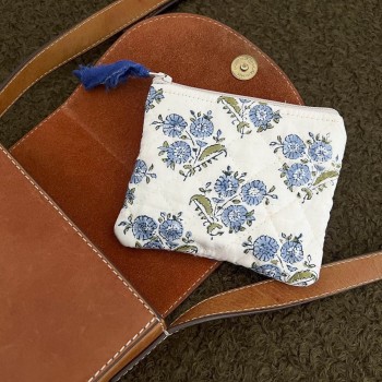 Porte-monnaie / Mini pochette en tissu block print – idée cadeau chic et personnalisable | un2croix