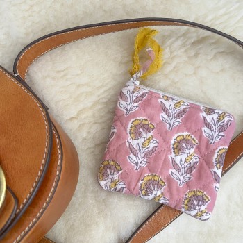 Porte-monnaie / Mini pochette en tissu block print – idée cadeau chic et personnalisable | un2croix