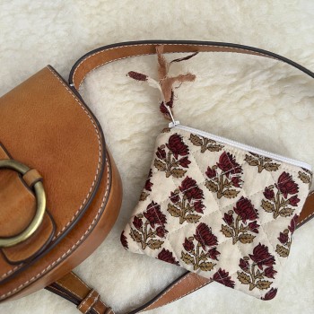 Porte-monnaie / Mini pochette en tissu block print – idée cadeau chic et personnalisable | un2croix