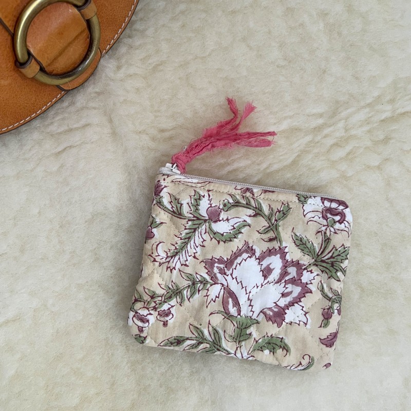 Porte-monnaie / Mini pochette en tissu block print – idée cadeau chic et personnalisable | un2croix