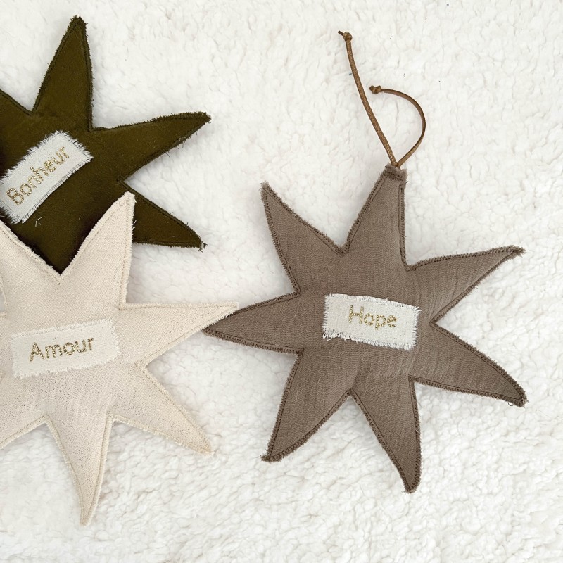 ETOILE A MESSAGE - GAZE DE COTON - marron glacé| UN2CROIX