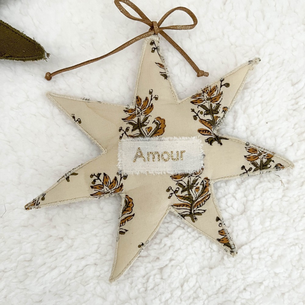 ETOILE A MESSAGE - BLOCK PRINT - ecru & ocre| UN2CROIX