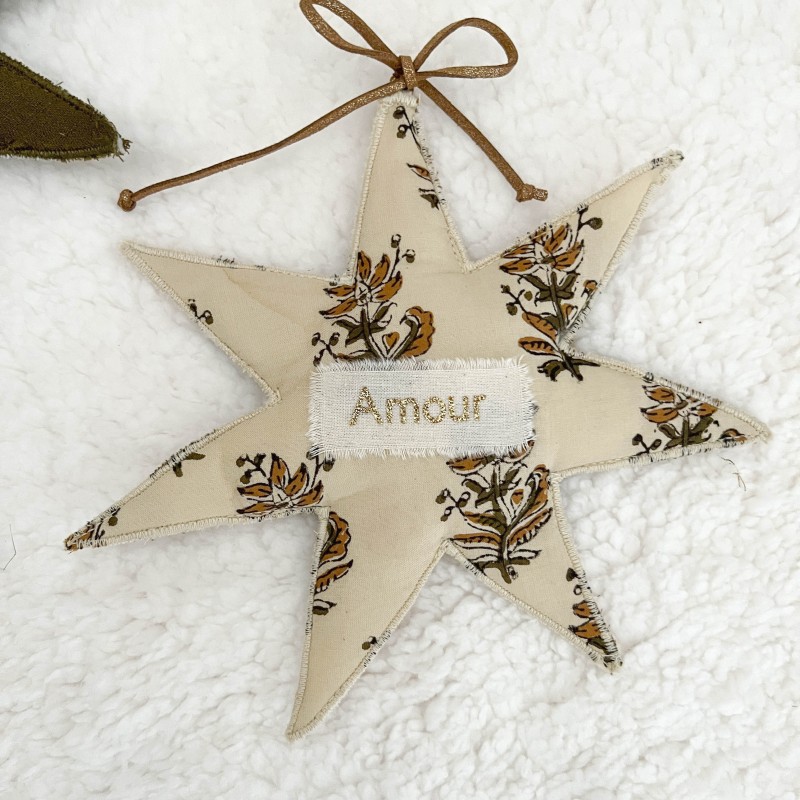 ETOILE A MESSAGE - BLOCK PRINT - ecru & ocre| UN2CROIX