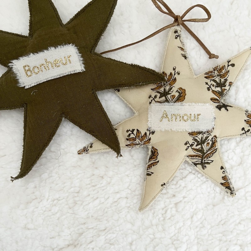 ETOILE A MESSAGE - BLOCK PRINT - ecru & ocre| UN2CROIX