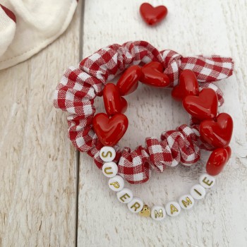 Bracelet - VICHY ET COEURS ROUGES